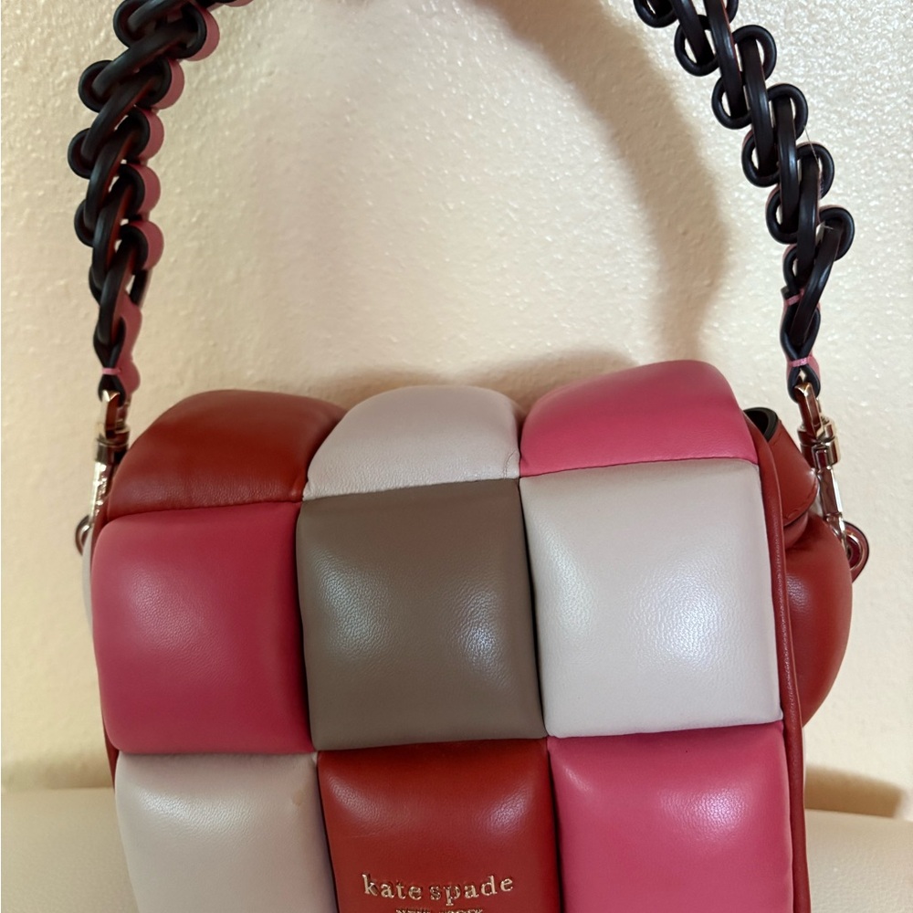 Kate Spade Pink and Brown Quilted Shoulder Bag